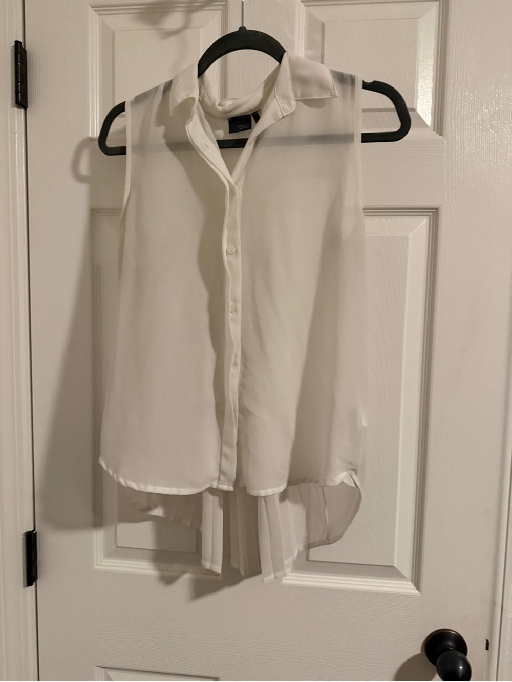 Sparkle & Fade Sleeveless Cream Button-Front Chiffon Blouse
